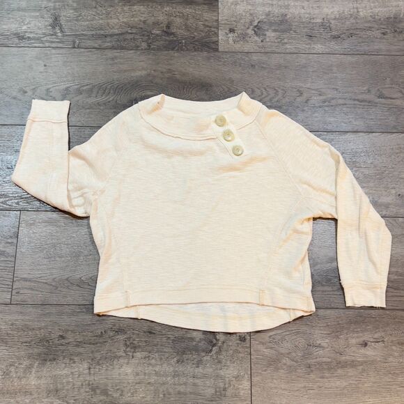 We the Free People Ivory Don't Forget Me Top Button Sweatshirt Dolman Small - Picture 1 of 6